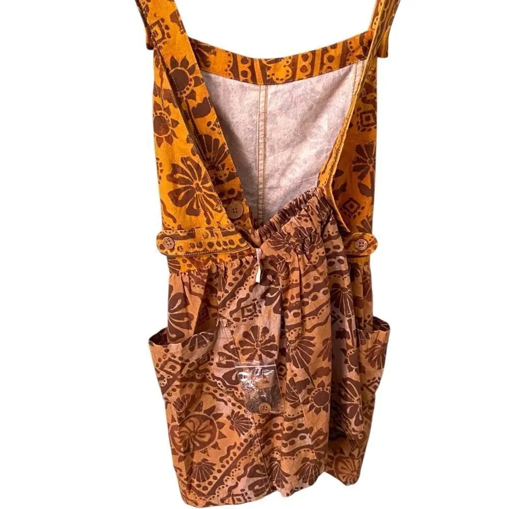NEW Free People Palm Bay Printed Shortalls Bohemian Vibe Romper in Size Medium - Picture 7 of 16